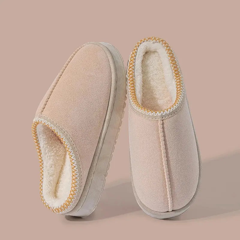 Women's cozy plush slippers warm fuzzy design with thick non-slip EVA sole for indoor outdoor comfort
