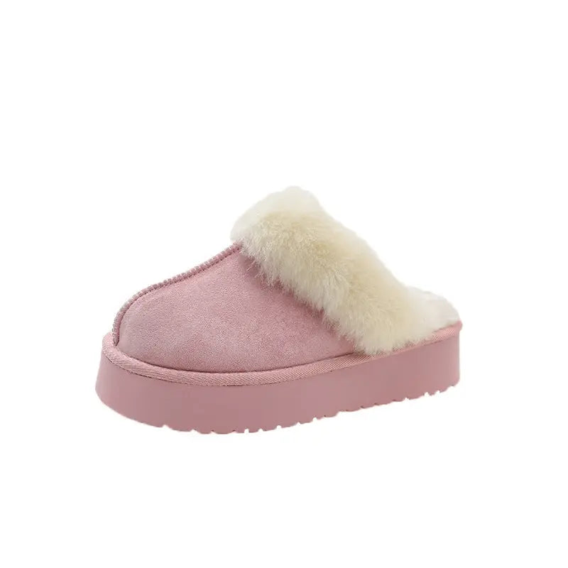 Women's cozy winter slippers milky white thick 5cm sole soft cotton lining warm stylish