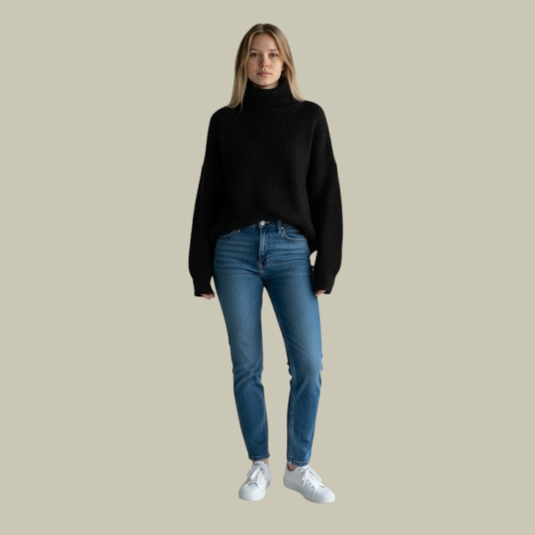 Paige women's relaxed fit turtleneck sweater cozy winter layering essential in neutral tone