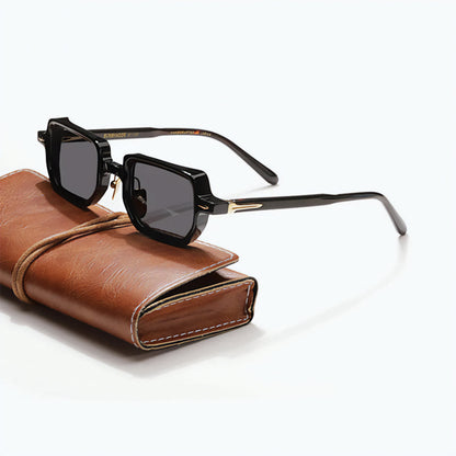 Rivaro rectangular sunglasses handmade Italian acetate tinted UV400 lenses polished minimalist style