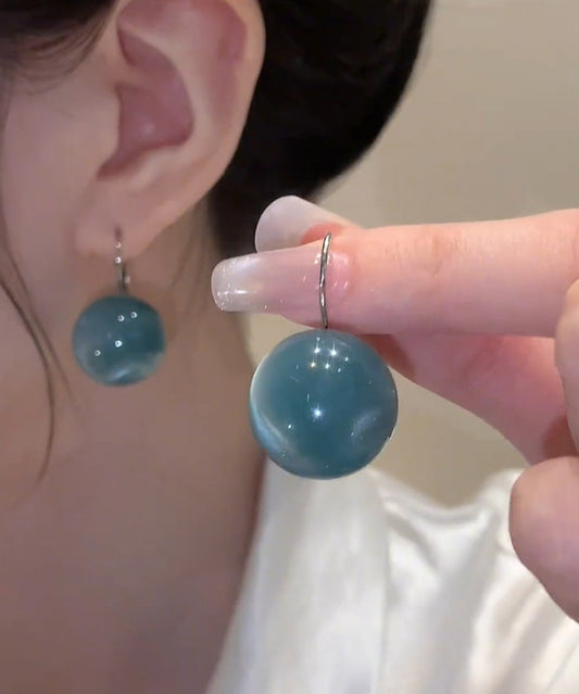 Boucles d'oreilles pendantes en argent sterling bleu avec boules mignonnes - Wavlynn