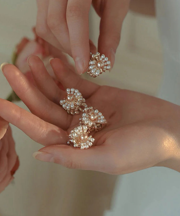 Pince à cheveux mignonne en alliage doré et perle, quatre combinaisons possibles - Wavlynn
