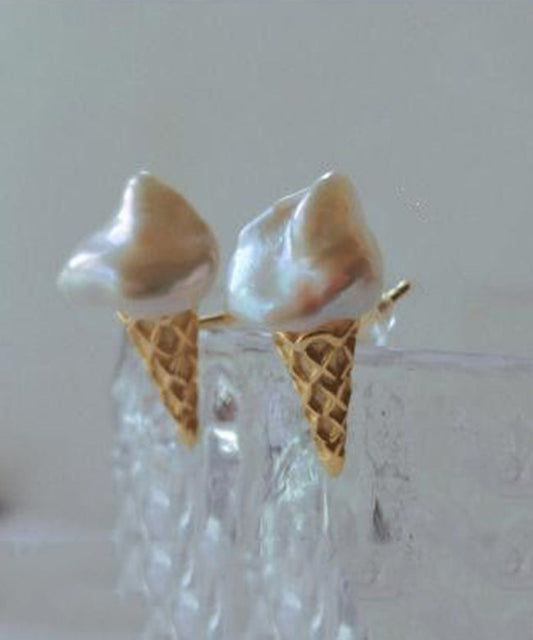 Boucles d'oreilles à tige en argent sterling et perles en forme de glace - Wavlynn