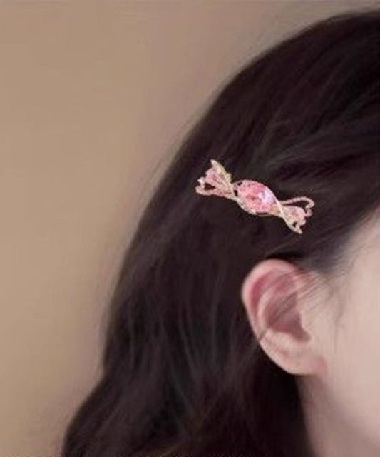 Jolie épingle à cheveux en alliage rose avec cristal et zircon - Wavlynn