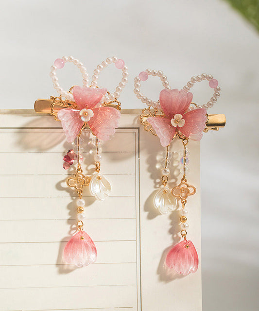 Épingles à cheveux roses mignonnes en alliage de cuivre avec pompon nacré (paire) - Wavlynn
