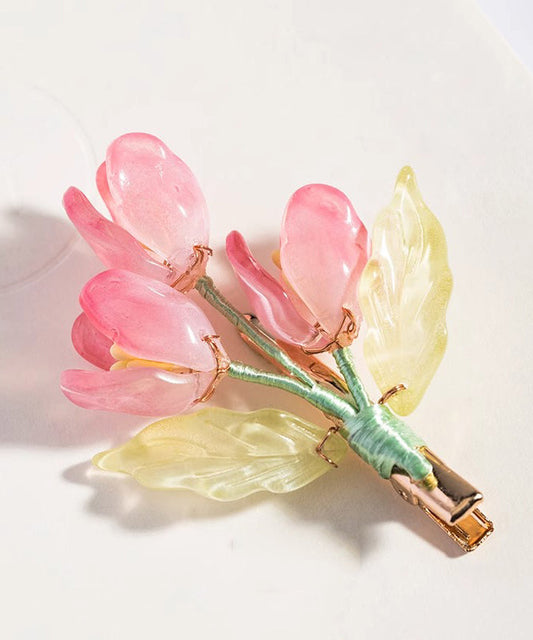 Jolie épingle à cheveux tulipe émaillée rose cuivré - Wavlynn