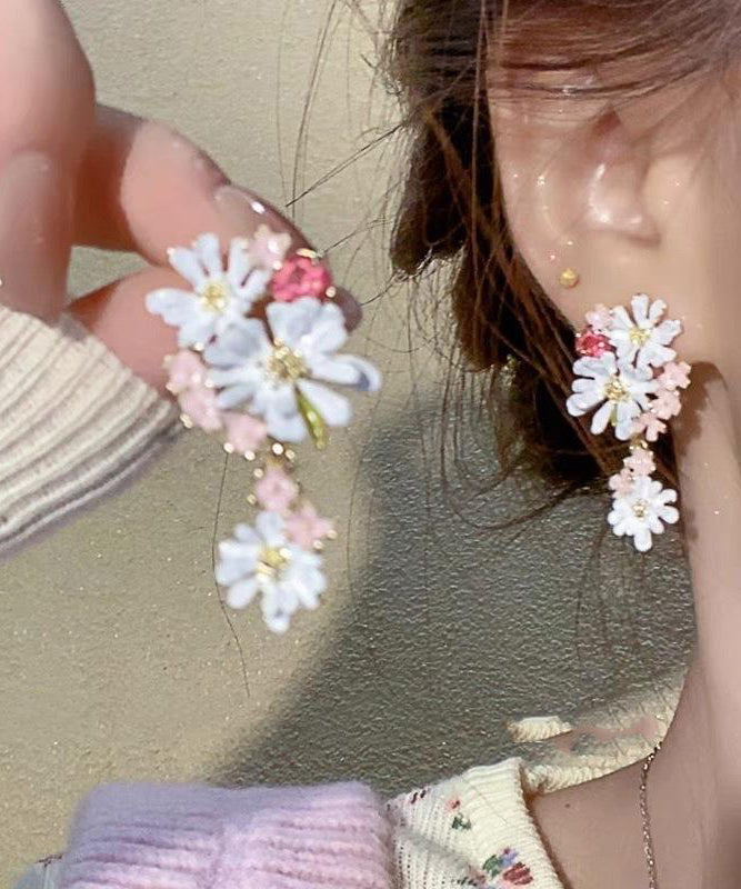 Boucles d'oreilles pendantes florales en cuivre arc-en-ciel - Wavlynn