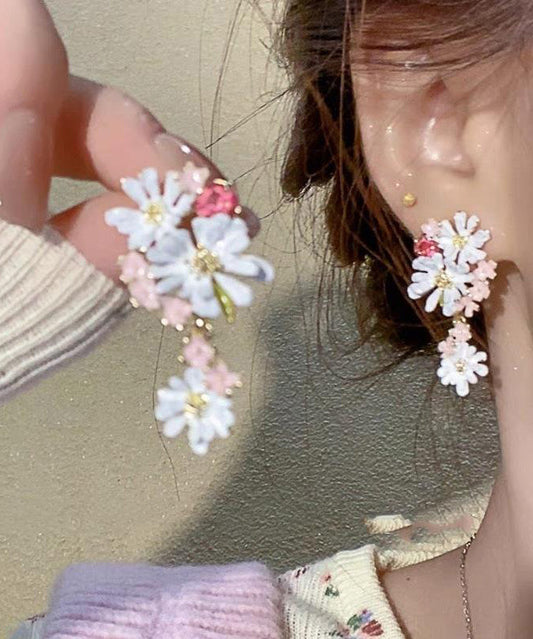 Boucles d'oreilles pendantes florales en cuivre arc-en-ciel - Wavlynn
