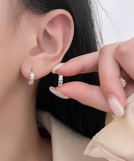 Jolies boucles d'oreilles créoles en soie et argent sterling en forme d'épi de blé - Wavlynn