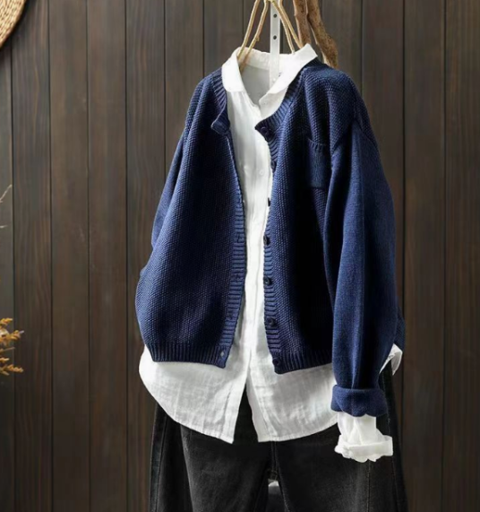 Margaux relaxed oversized cardigan in neutral tone with cozy knit texture and effortless layering style
