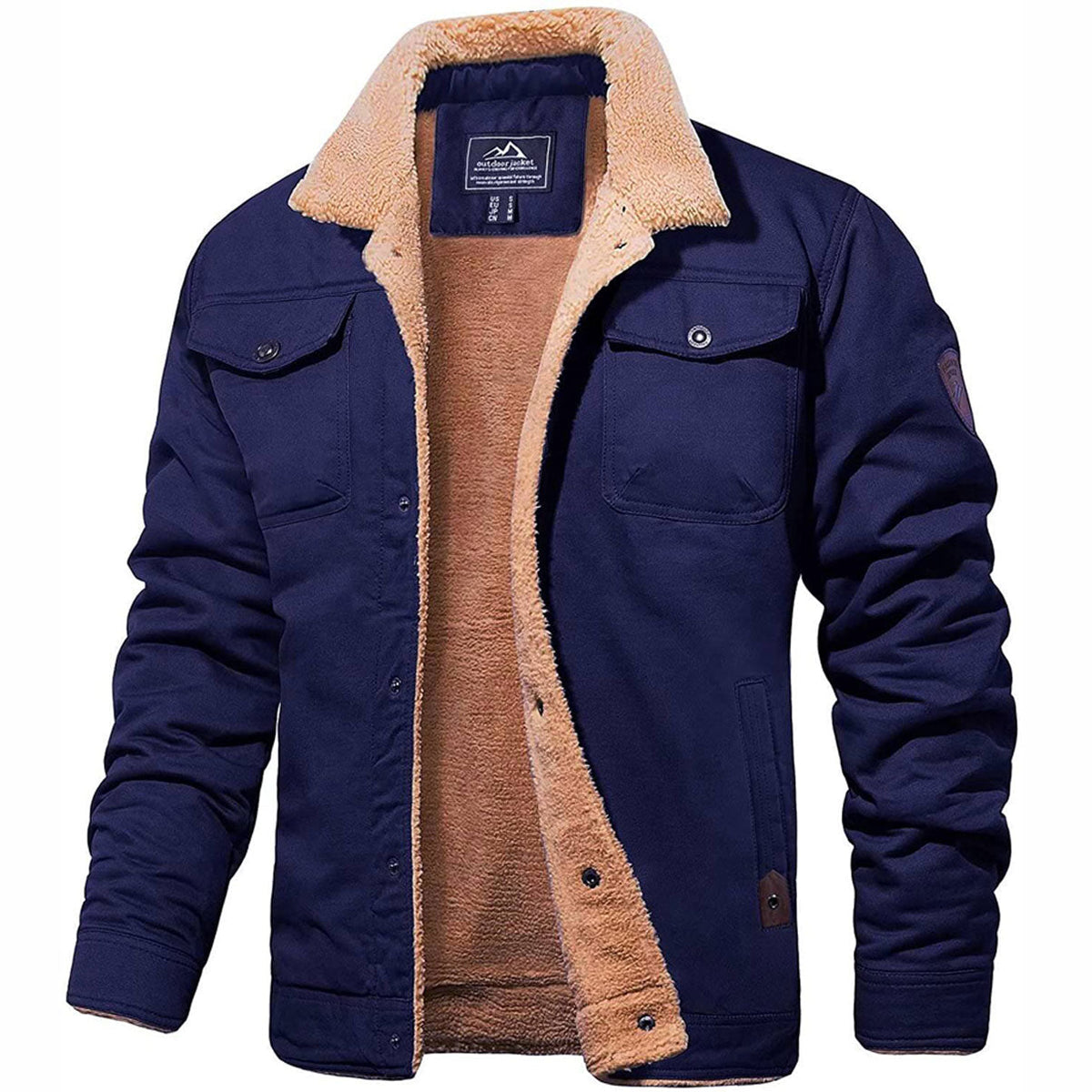 Damian sherpa jacket rugged cotton blend exterior soft fleece lining everyday layering workwear silhouette