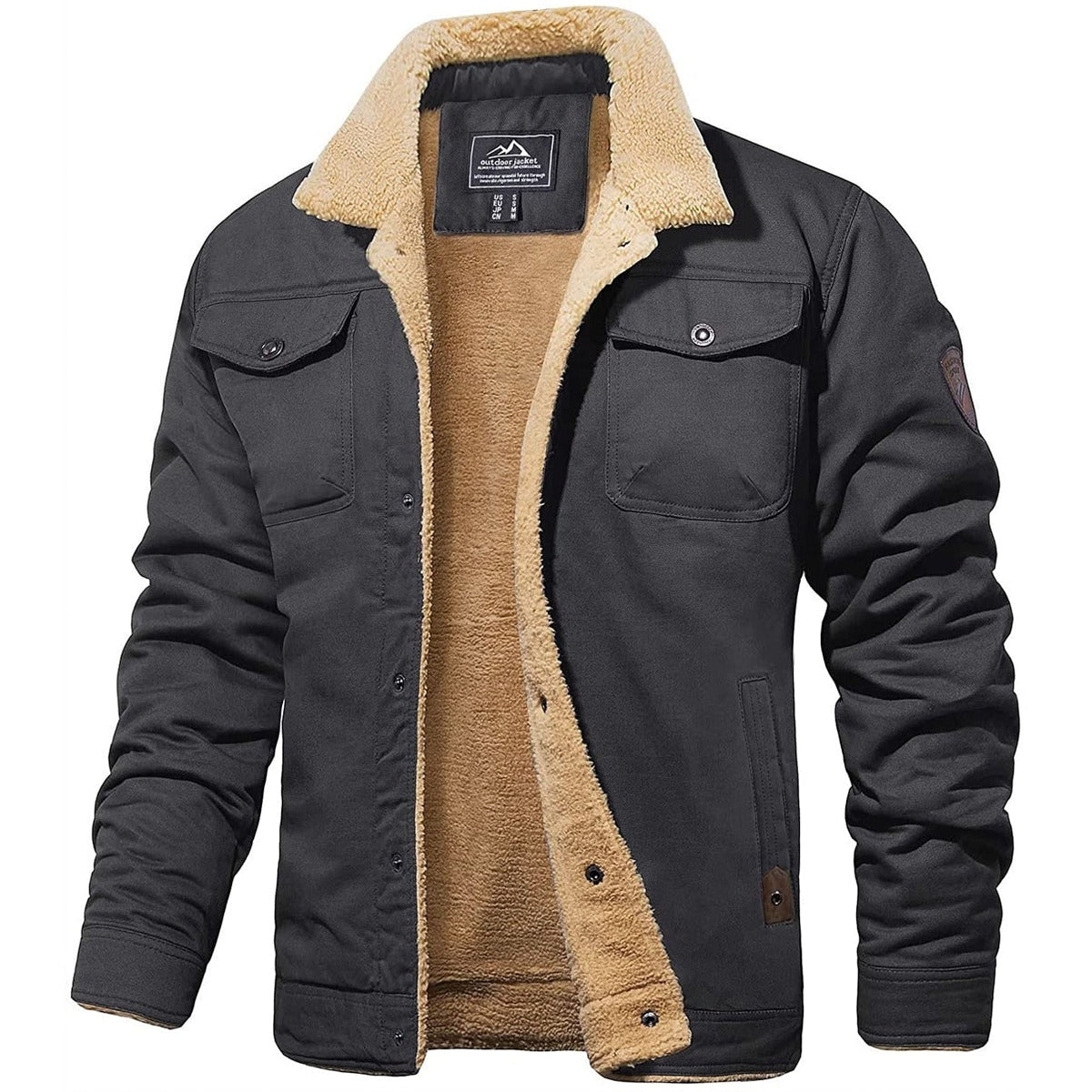 Men's Wavlynn Brian sherpa lined jacket tan plush winter outerwear rugged outdoor comfort