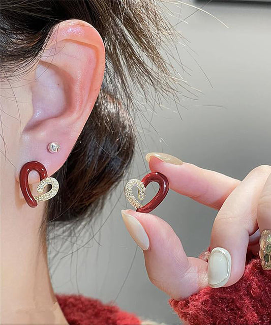 Boucles d'oreilles à tige asymétriques en cuivre et zircons colorés à faire soi-même - Wavlynn