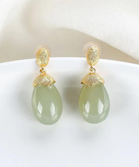 Boucles d'oreilles pendantes en argent sterling et jade surdoré cyan DIY - Wavlynn