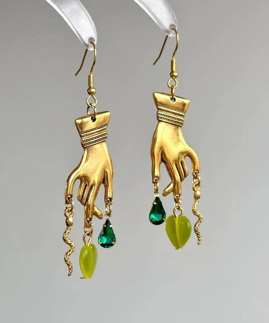 Boucles d'oreilles pendantes en cristal Love Palm, surdorées en cuivre doré à faire soi-même - Wavlynn