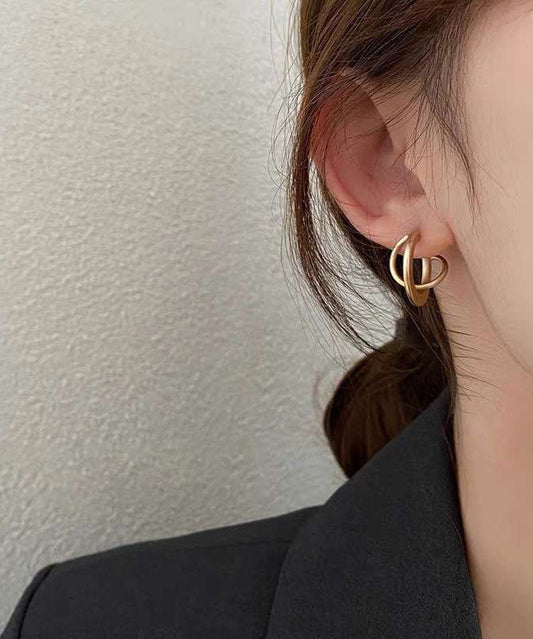 Boucles d'oreilles à faire soi-même : bagues superposées en or pour femmes, style froid - Wavlynn