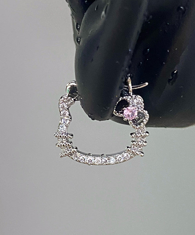 Boucles d'oreilles créoles en forme de chat, en soie, cuivre et zircon, à faire soi-même - Wavlynn