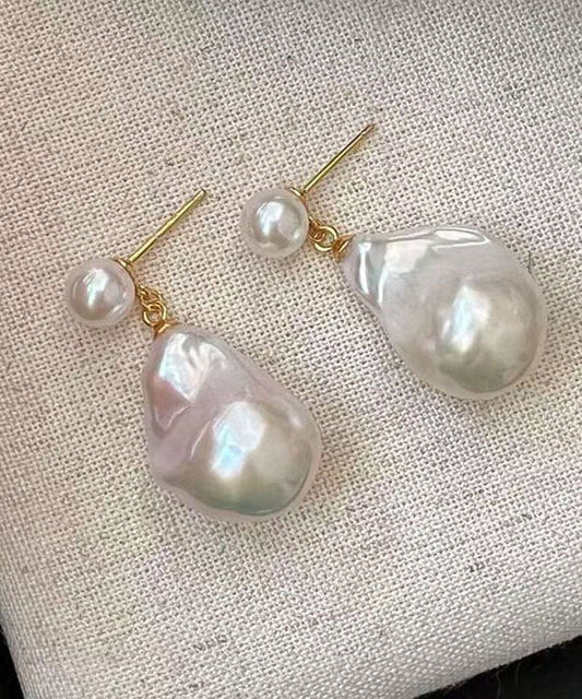 Boucles d'oreilles pendantes en alliage blanc avec perles et gouttes d'eau - Wavlynn
