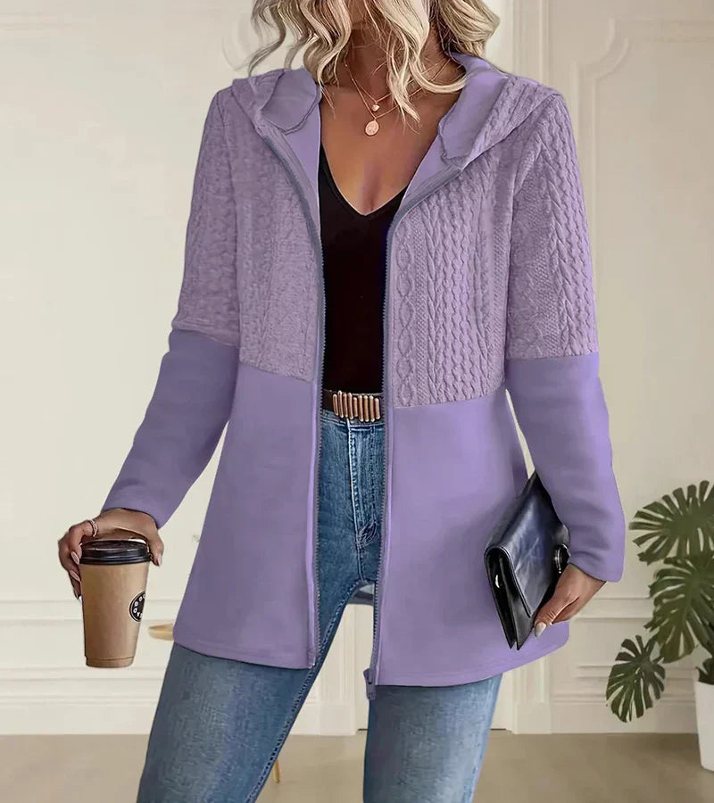 Hadley relaxed-fit zip-up hoodie in neutral tone, soft breathable fabric for everyday casual style