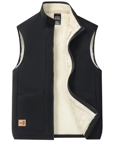 Men's wool blend insulated sleeveless vest full-zip pockets cold weather layering piece
