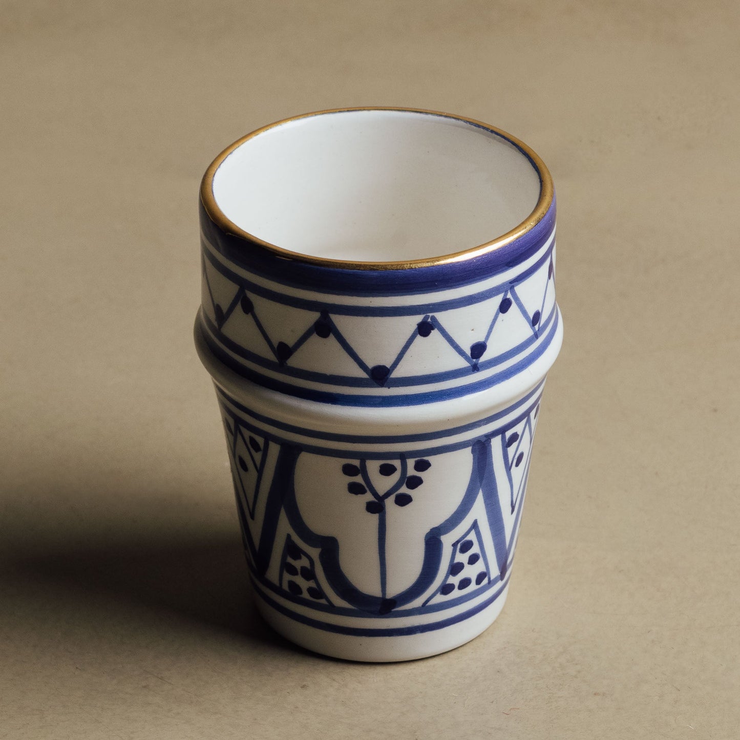 Fez Blue Small Cup - Moroccan Dinnerware Adorned with 12 Carat Gold Accents - Wavlynn