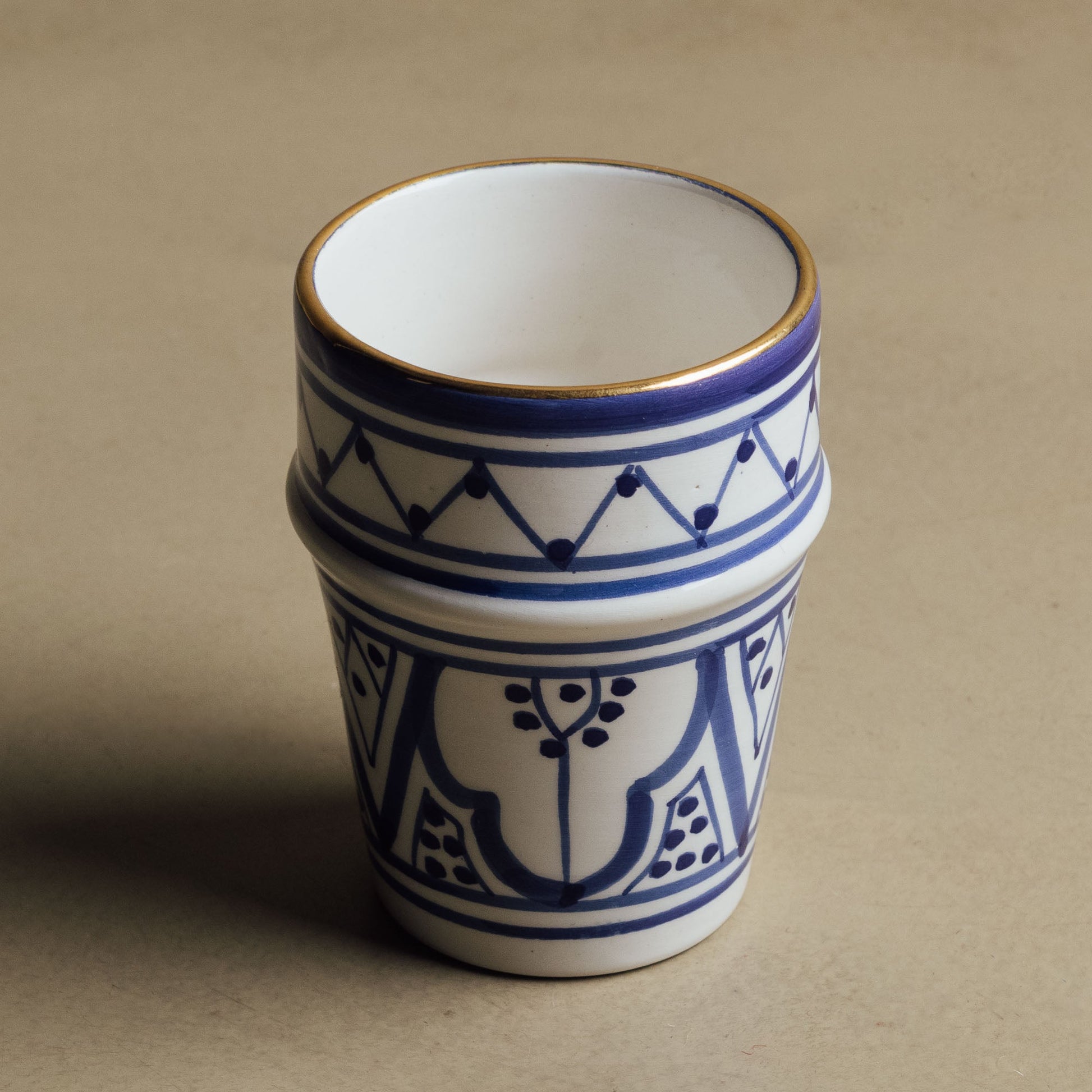 Fez Blue Small Cup - Moroccan Dinnerware Adorned with 12 Carat Gold Accents - Wavlynn