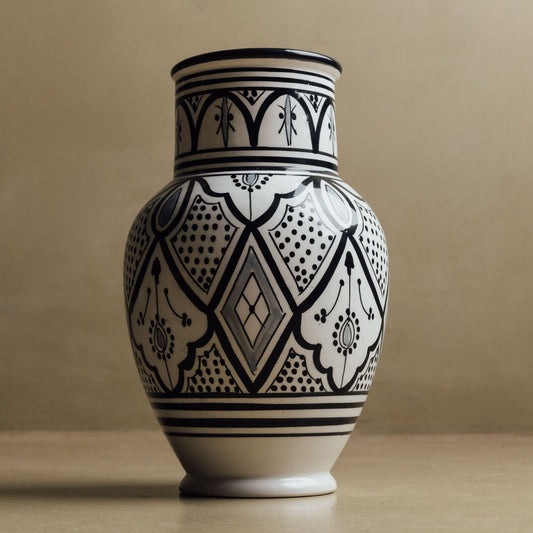 Fez Noir Vase - Handcrafted Moroccan Decor - Wavlynn