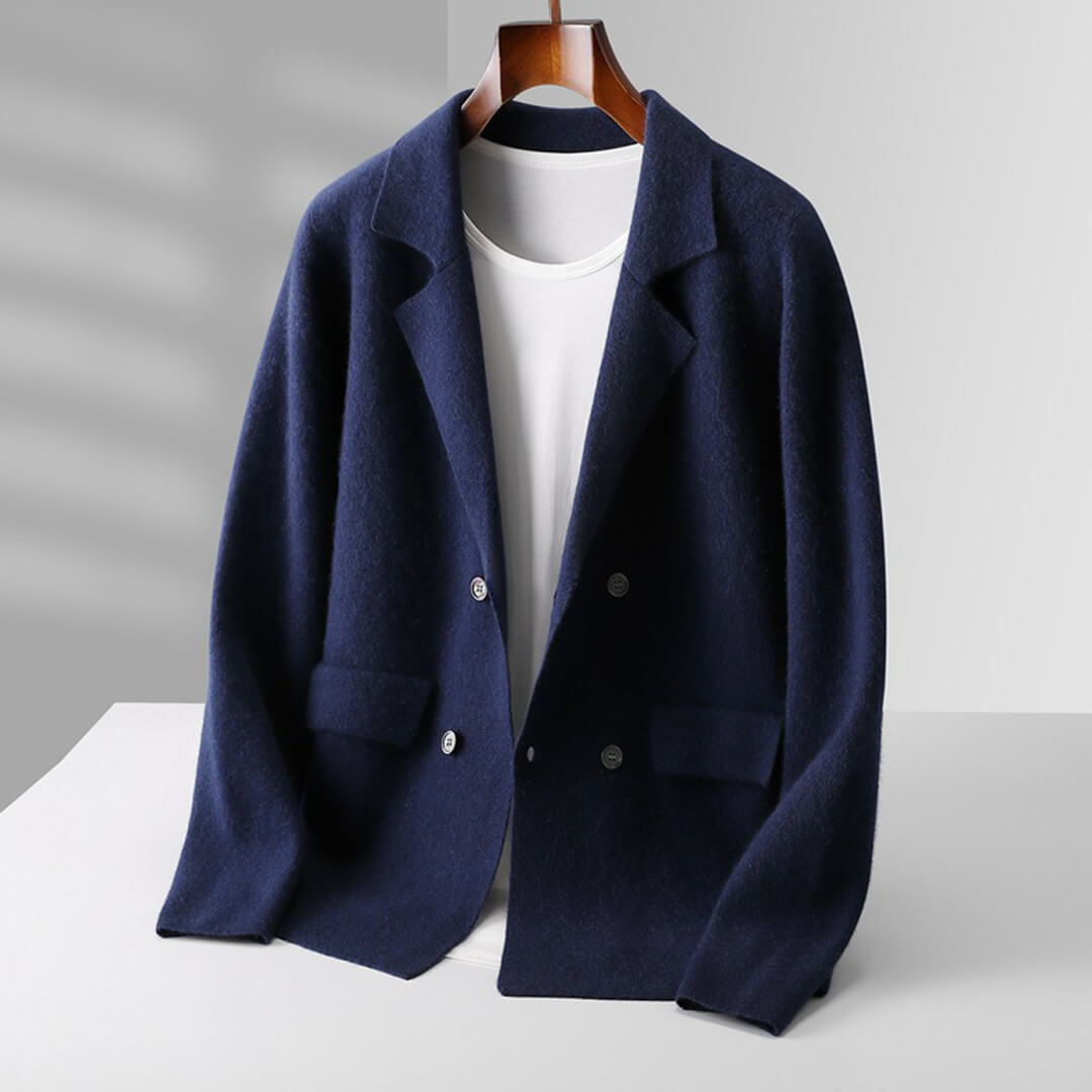 Darian ivory cashmere cardigan tailored silhouette with fine ribbed trims and deep front pockets