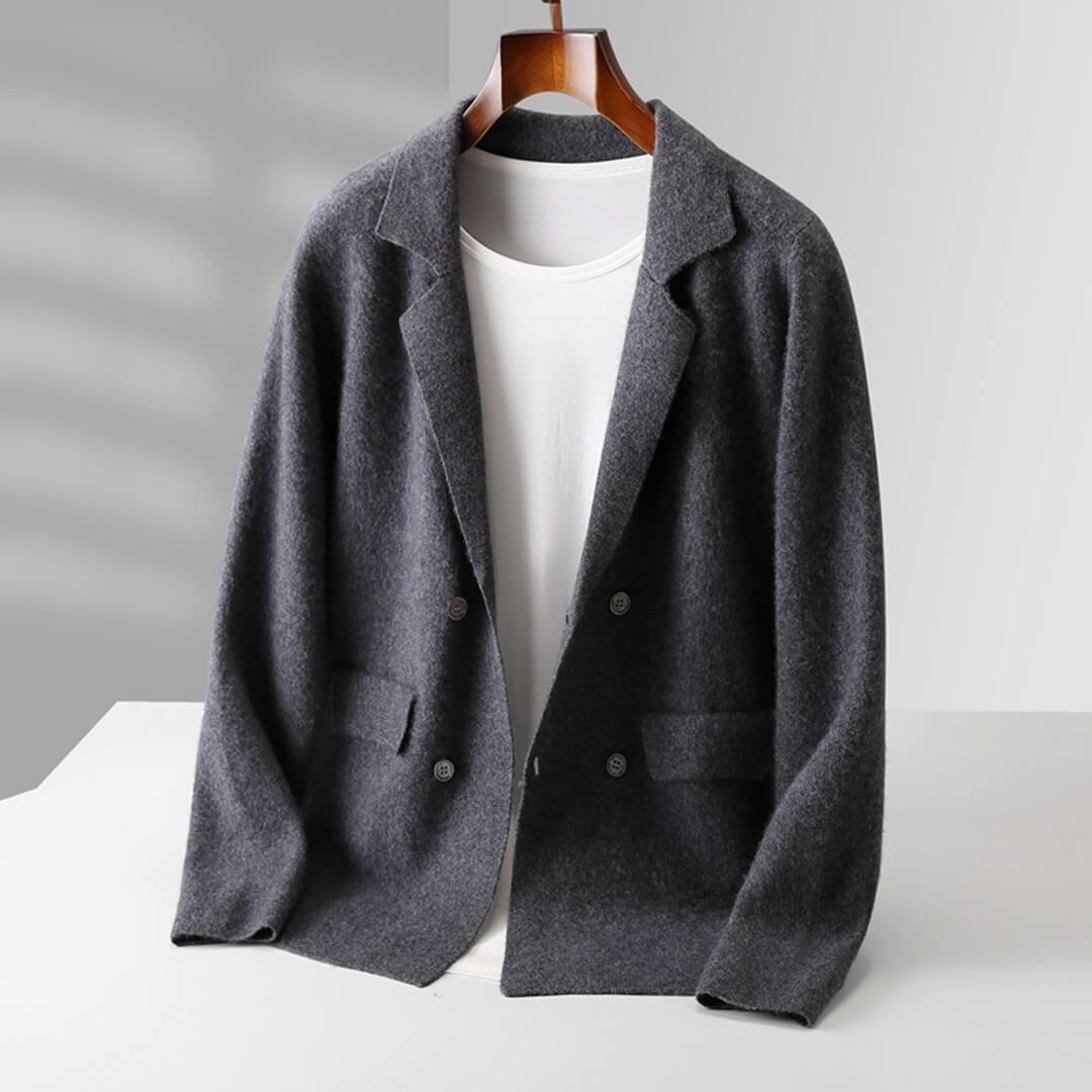 Darian ivory cashmere cardigan tailored silhouette with fine ribbed trims and deep front pockets