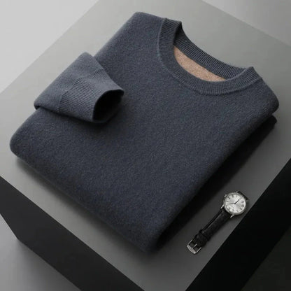 Dariel wool crewneck sweater with ribbed trims, minimalist design in premium 100% wool fabric