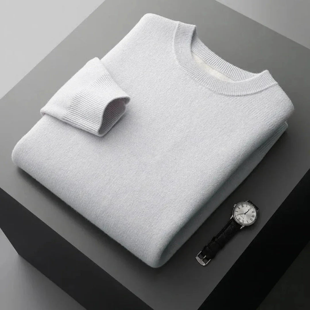 Dariel wool crewneck sweater with ribbed trims, minimalist design in premium 100% wool fabric