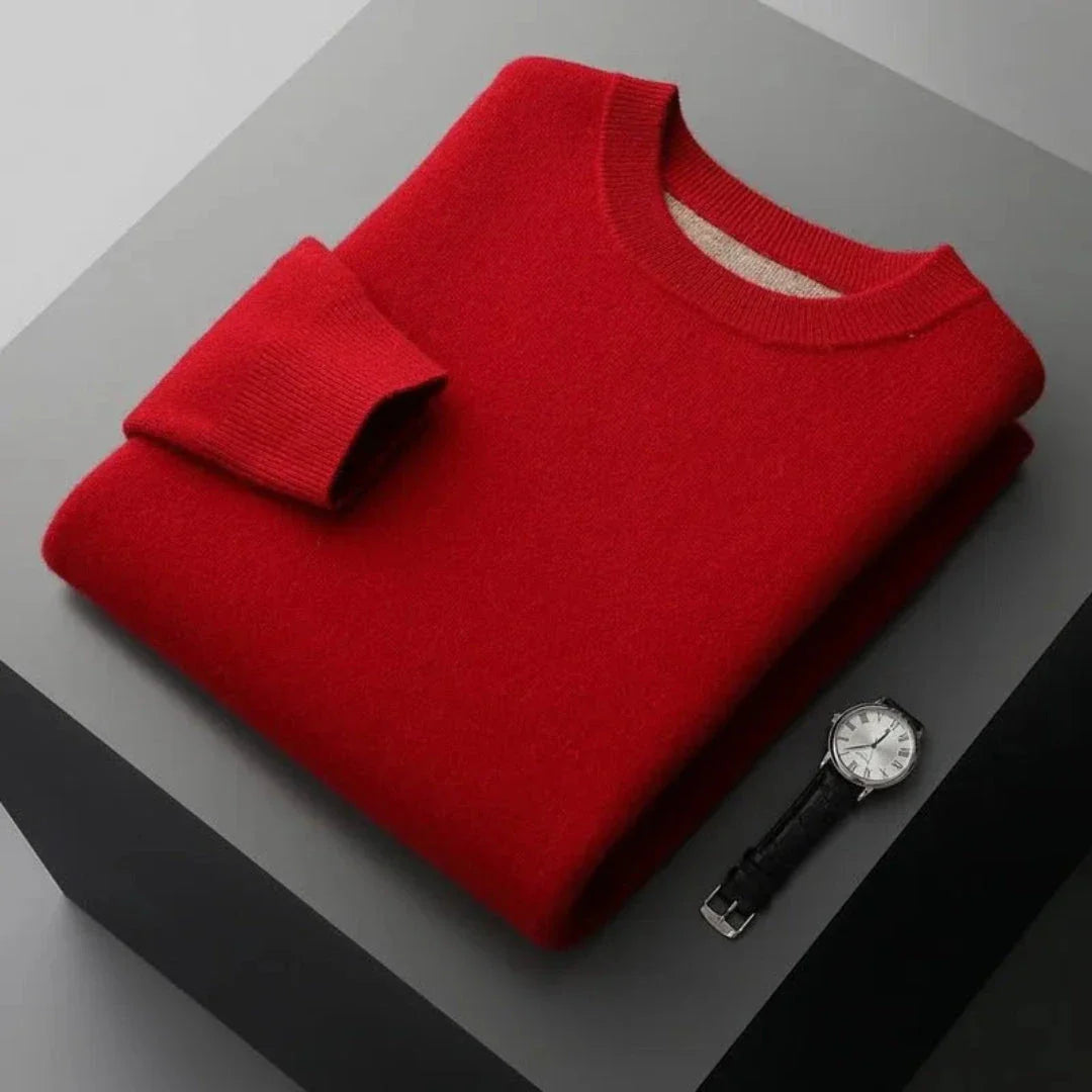 Dariel wool crewneck sweater with ribbed trims, minimalist design in premium 100% wool fabric