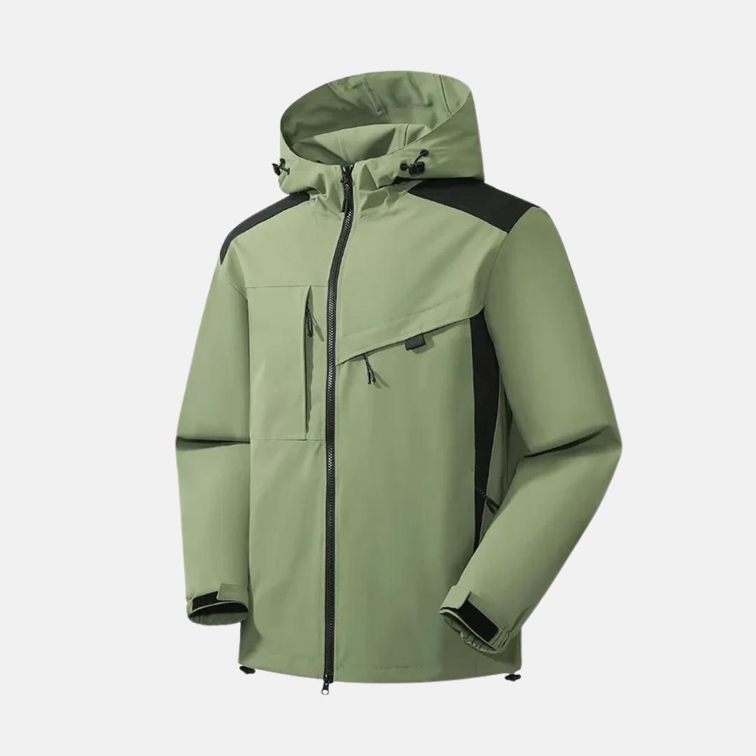 Wavlynn men's weather-resistant hooded jacket relaxed fit adjustable hem casual outdoor layer