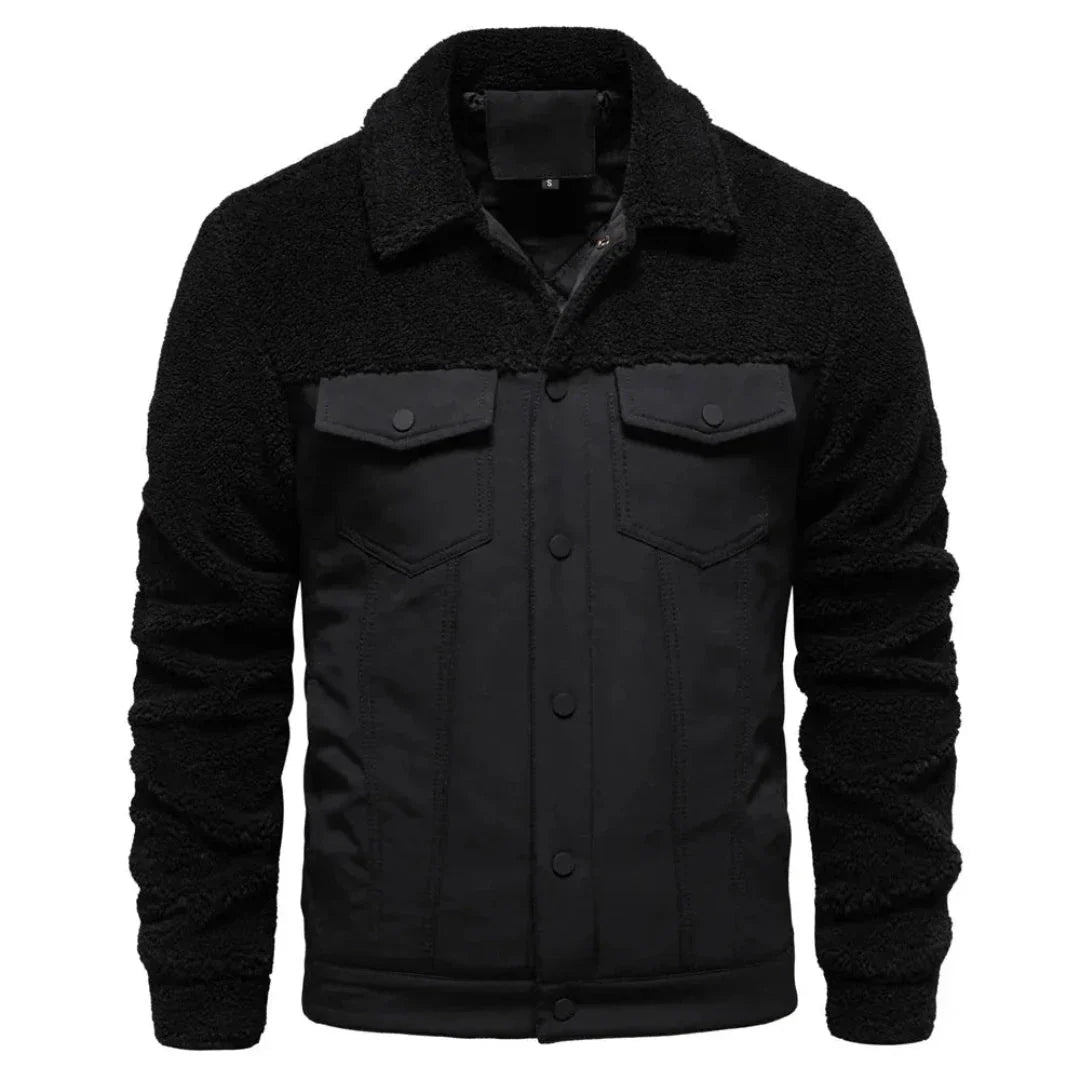 Unisex sherpa lined waterproof jacket classic collar front pockets extra insulation cold weather