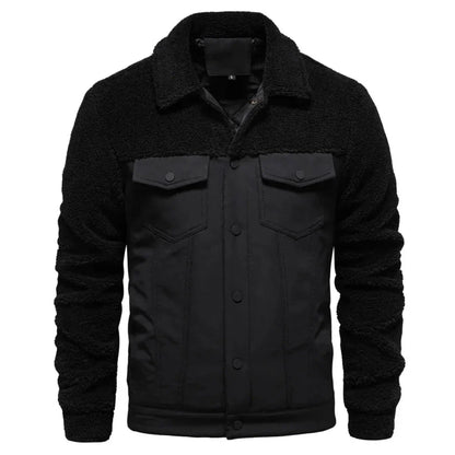 Unisex sherpa lined waterproof jacket classic collar front pockets extra insulation cold weather