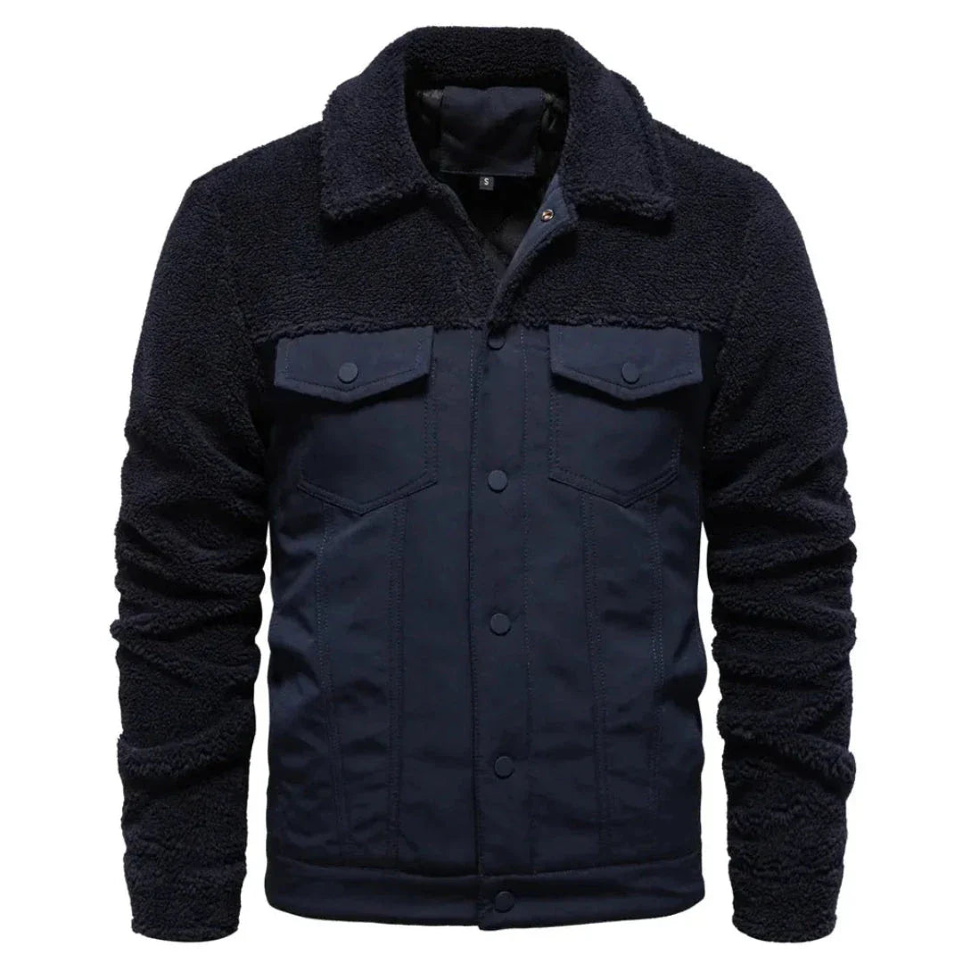 Unisex sherpa lined waterproof jacket classic collar front pockets extra insulation style