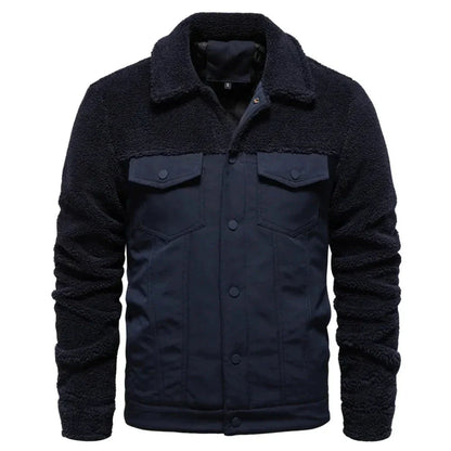 Unisex sherpa lined waterproof jacket classic collar front pockets extra insulation style