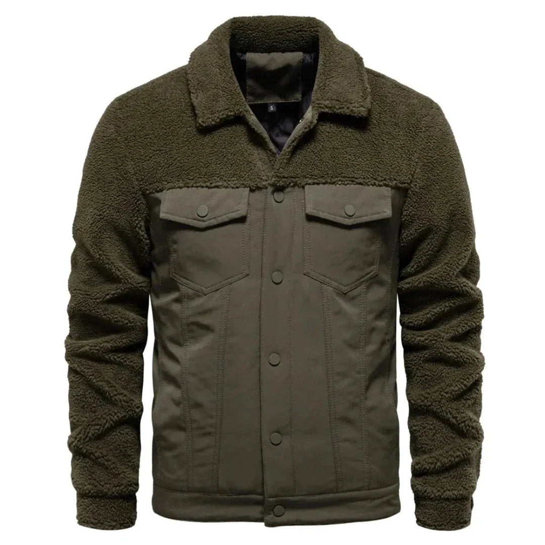 Unisex sherpa lined waterproof jacket classic collar front pockets extra insulation cold weather