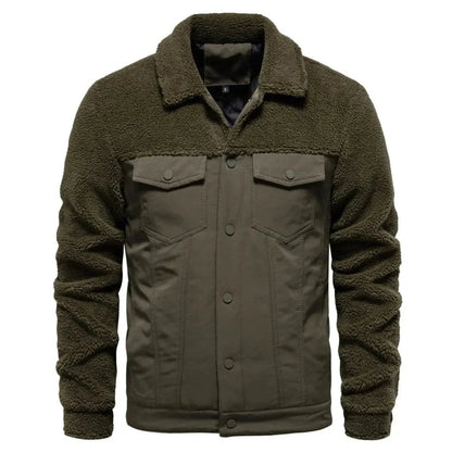 Unisex sherpa lined waterproof jacket classic collar front pockets extra insulation cold weather
