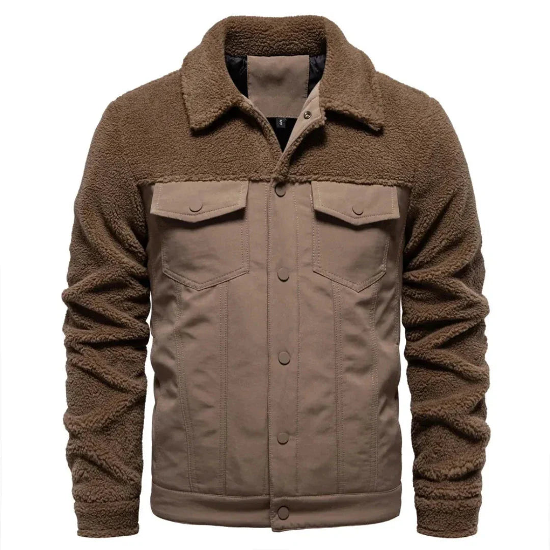 Unisex sherpa lined waterproof jacket classic collar front pockets extra insulation modern style