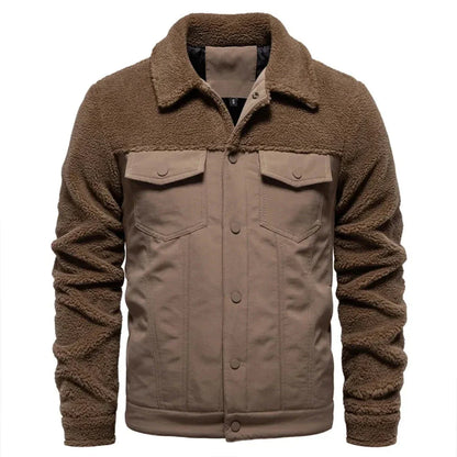Unisex sherpa lined waterproof jacket classic collar front pockets extra insulation modern style