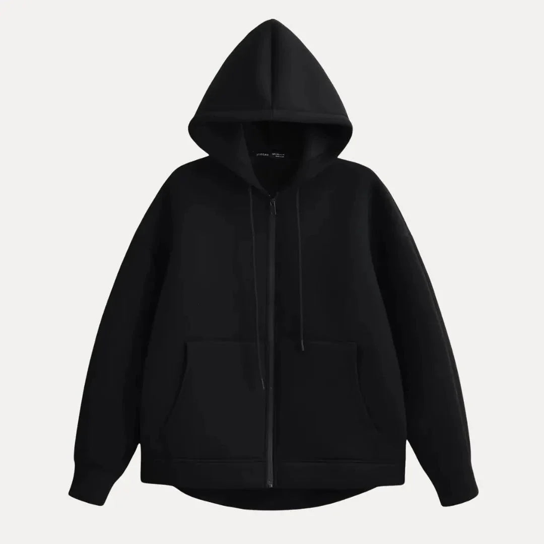 Dawson grey oversized full-zip hoodie with soft fleece fabric and adjustable hood for everyday wear