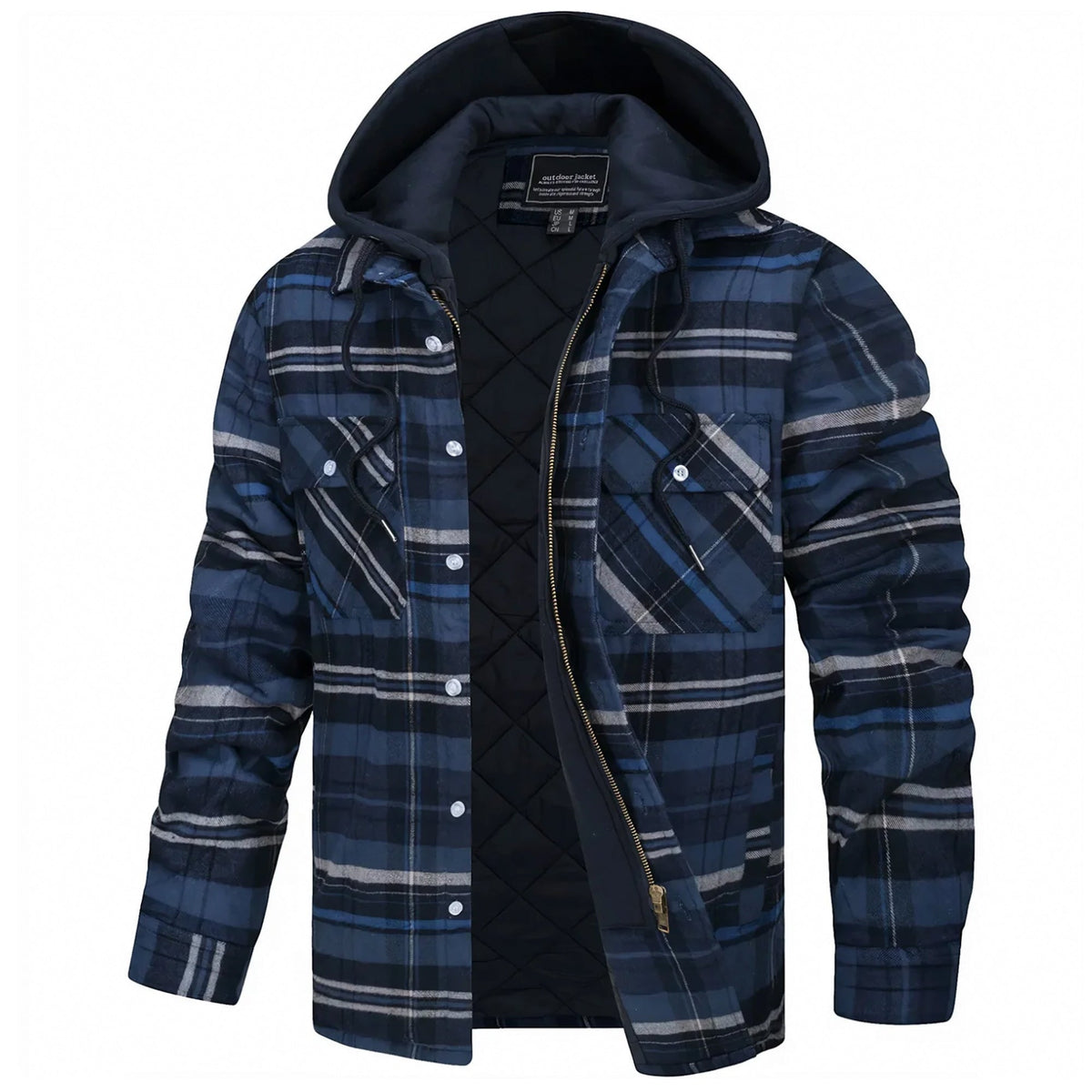 Parker plaid hooded jacket with fleece lining, relaxed fit, timeless checked pattern for all-season wear