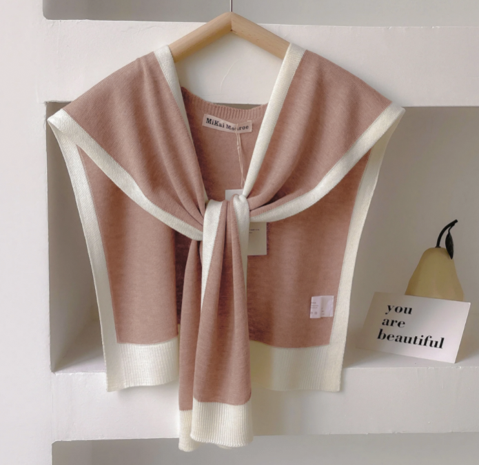 Wavlynn Emma Striped Knit Shoulder Shawl - Lightweight Versatile Wrap for Spring and Autumn