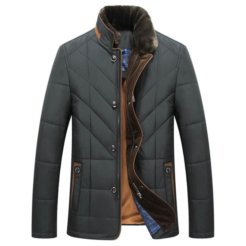 Halston dark wool winter coat tailored slim fit with structured shoulders for modern gentlemen