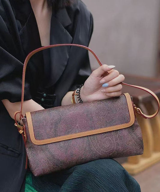 Sacs à bandoulière élégants en cuir durable jacquard chocolat - Wavlynn