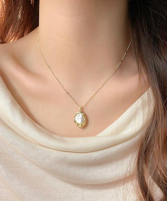 Collier élégant en alliage d'or 14 carats avec pendentif en perles - Wavlynn