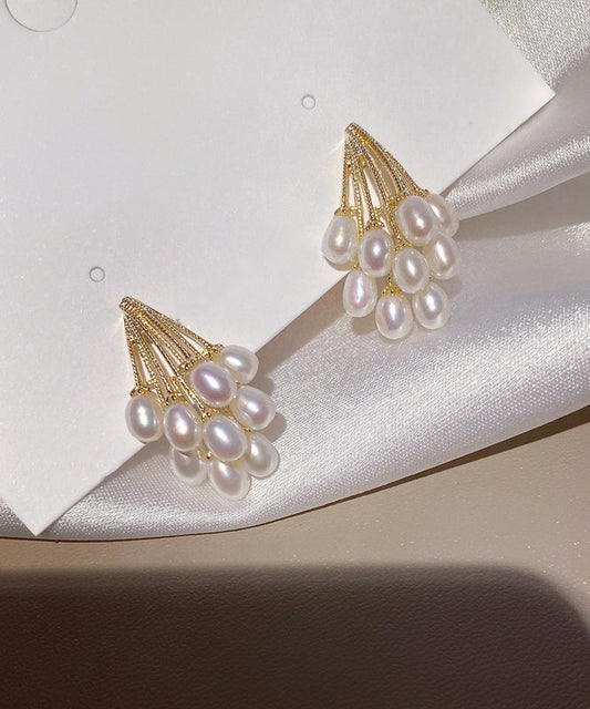 Boucles d'oreilles élégantes en or, cuivre et perles de raisin - Wavlynn