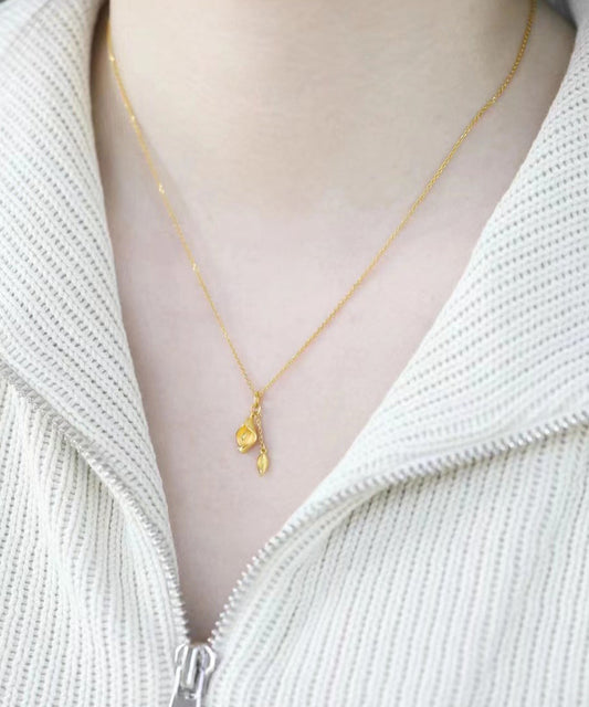Collier élégant avec pendentif en argent sterling doré et doré - Wavlynn