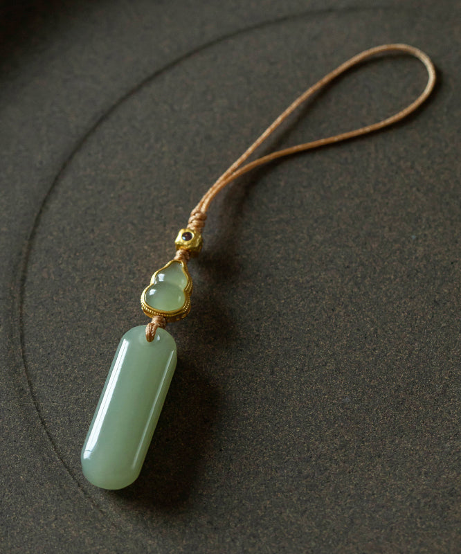 Porte-clés élégants en jade et zircon incrusté de cuivre vert - Wavlynn